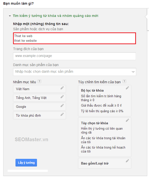 Hướng dẫn sử dụng google keyword planner